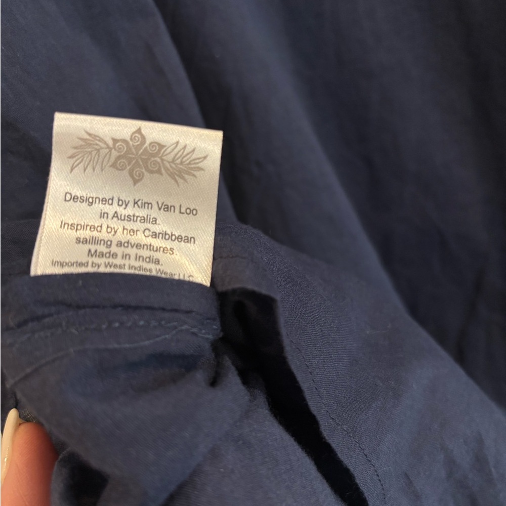 Navy Embroidered V-Neck Women’s Swim Coverup - Picture 6 of 7
